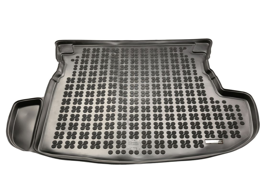 COVORAS CAUCIUC PORTBAGAJ PENTRU MITSUBISHI OUTLANDER III (2012+) CU ROATA DE REZERVA NORMALA POZITIONATA SUB PARTEA SPATE A MASINII, VERSIUNE FARA / CU SUBWOOFER - REZAW PLAST