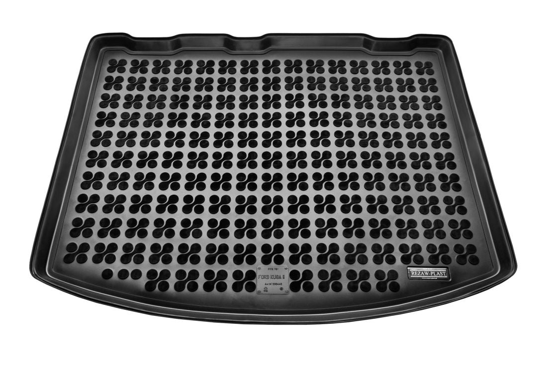 COVOR DE CAUCIUC PORTBAGAJ PENTRU FORD KUGA II (2013+) PLACĂ DE BAZĂ, VERSIUNE CU ROATĂ DE REZERVĂ MICĂ, VERSIUNE CU SET DE SCULE - REZAW PLAST